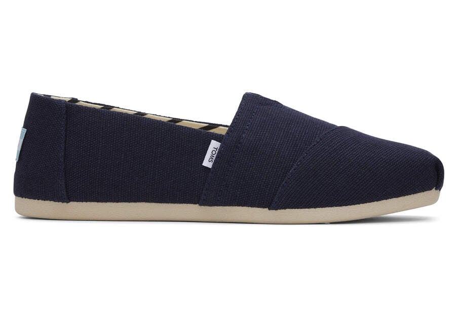 Alpargata Navy Heritage Canvas Wide Width Side View Opens in a modal