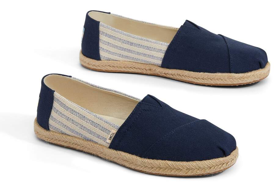 Navy Stripes Espadrille Alpargata Front View Opens in a modal