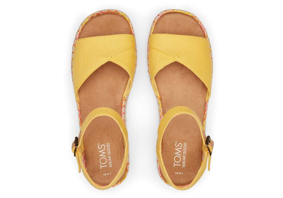 Abby Yellow Flatform Espadrille Sandal Top View Opens in a modal
