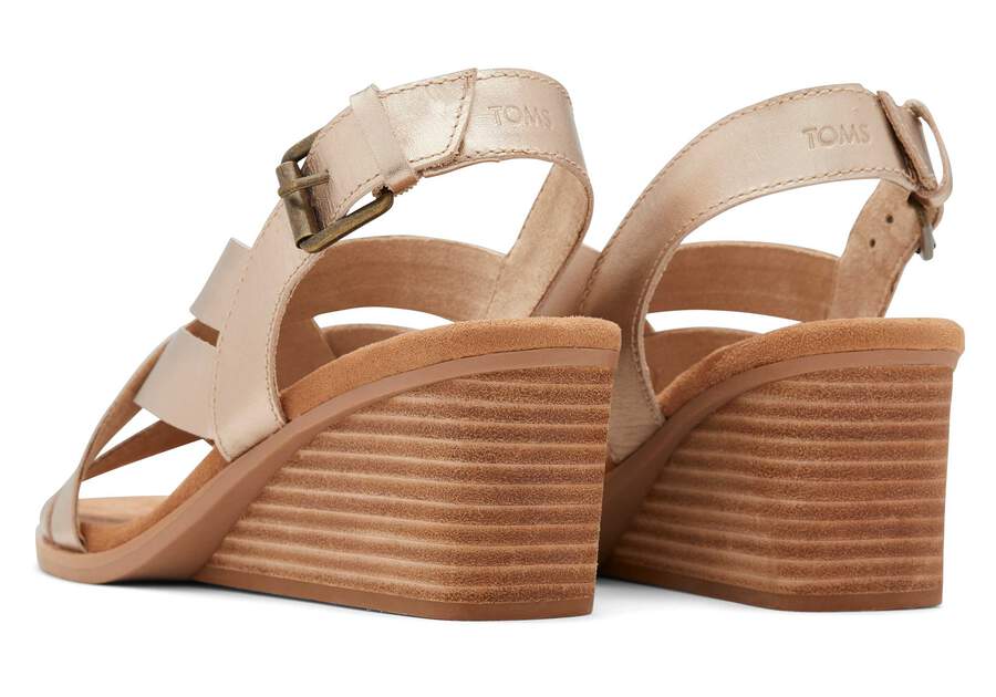 Gracie Gold Leather Wedge Sandal Back View Opens in a modal