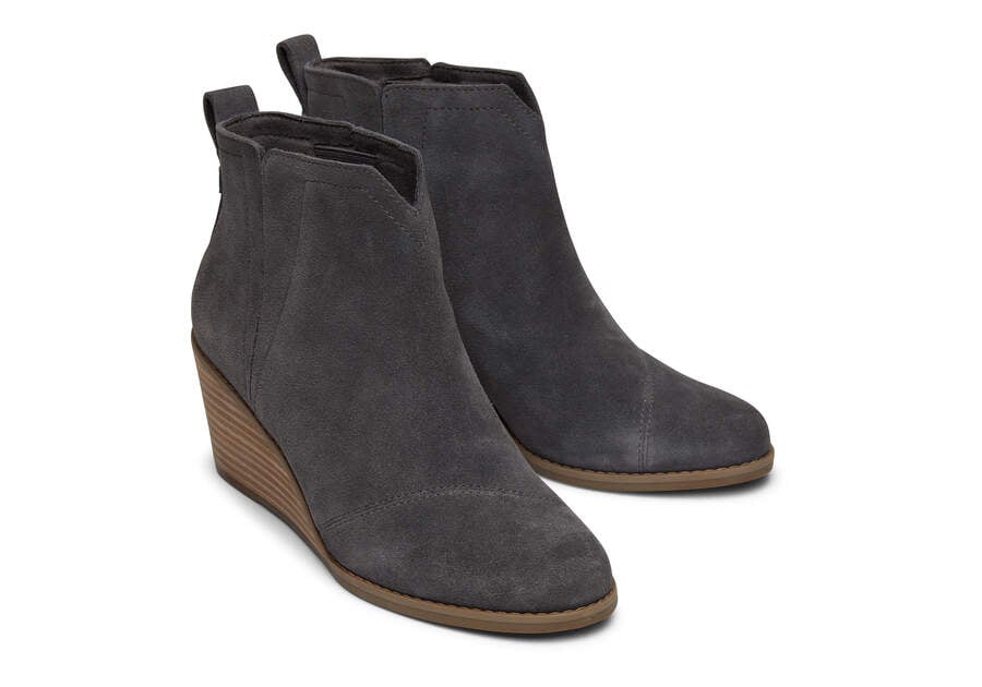Clare Forged Iron Suede Wedge Boot Front View
