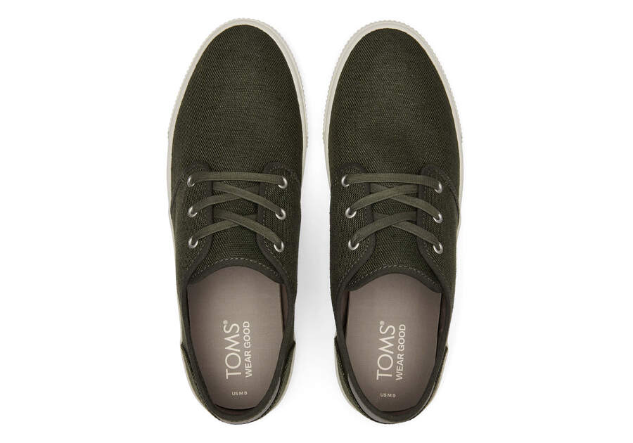 Carlo Green Heritage Canvas Lace-Up Sneaker Top View Opens in a modal