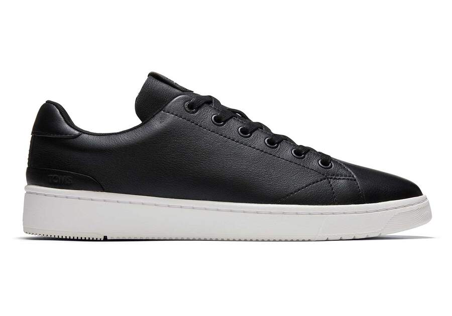 TRVL LITE Black Leather Lace-Up Sneaker Side View Opens in a modal