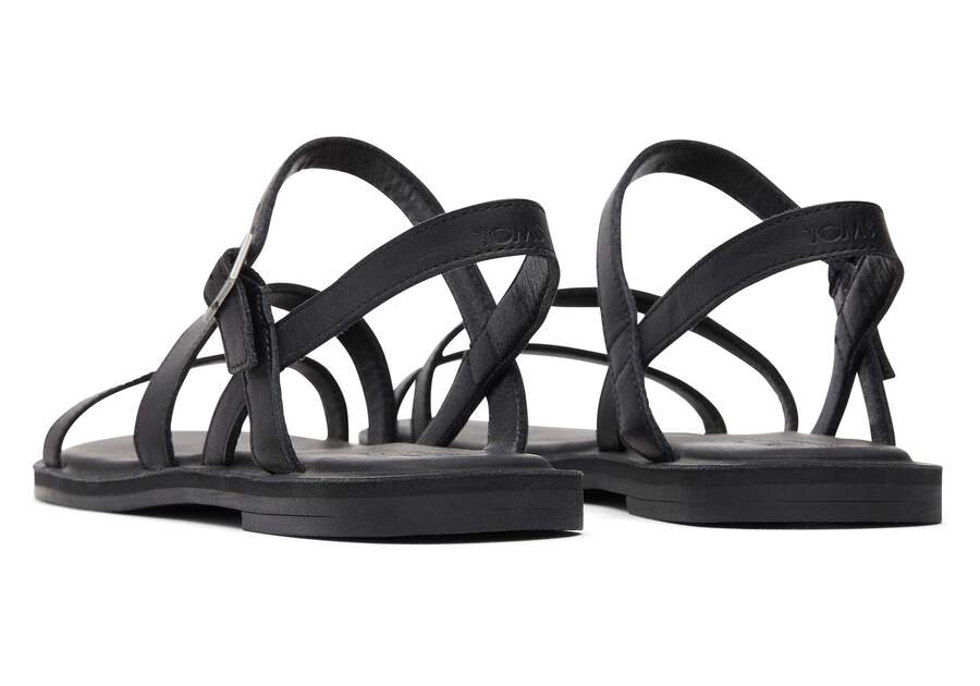 Kira Black Leather Strappy Sandal Back View Opens in a modal