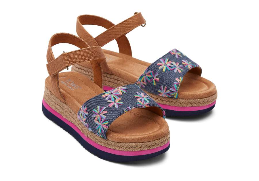 Youth Diana Floral Embroidered Kids Shoe Front View Opens in a modal