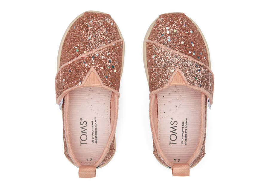 Alpargata Rose Gold Cosmic Glitter Toddler Shoe Top View Opens in a modal