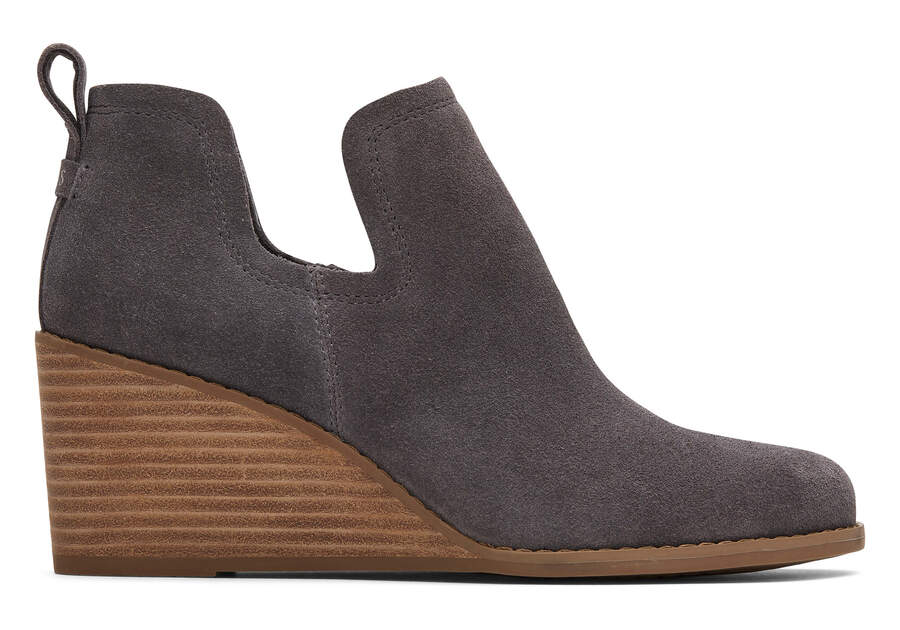 Kallie Grey Suede Wedge Boot Side View Opens in a modal