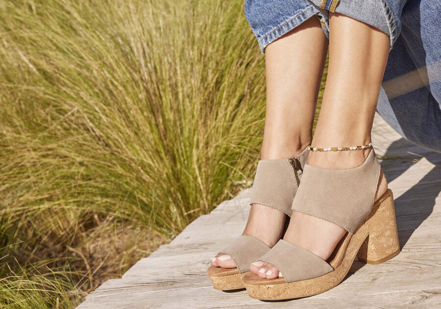 Majorca Taupe Platform Cork Sandal Additional View 1 Opens in a modal
