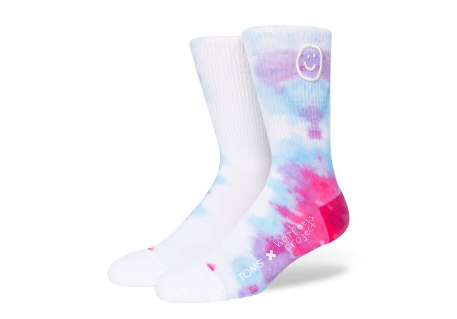 TOMS x Happiness Project Tie Dye Smiley Crew Sock  Opens in a modal