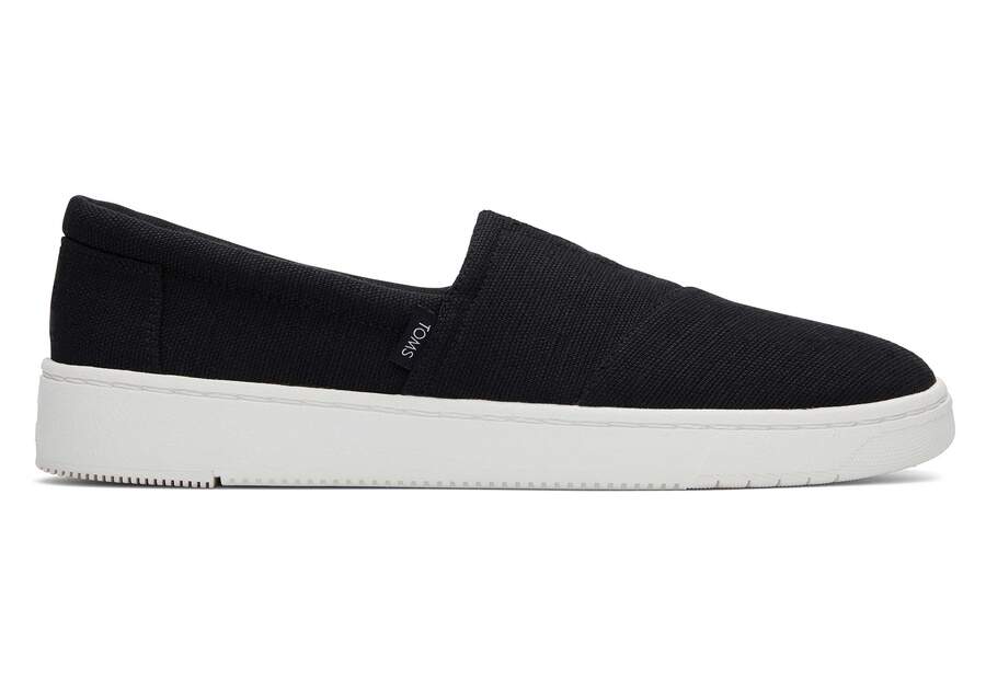 TRVL LITE Alpargata Black Slip On Sneaker Side View Opens in a modal