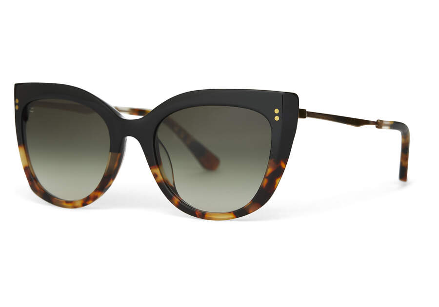 Sophia Black Tortoise Fade Handcrafted Sunglasses Side View Opens in a modal