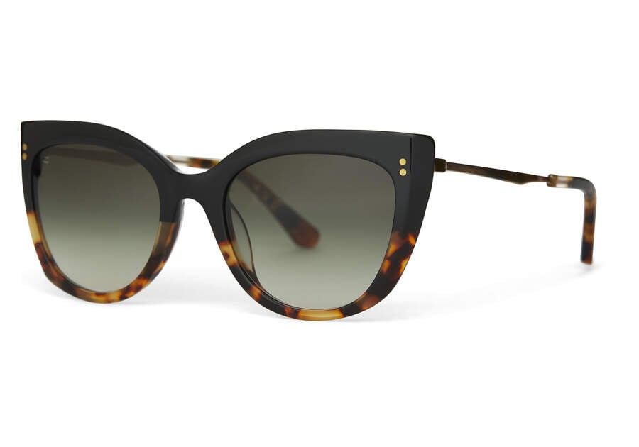 Sophia Black Tortoise Fade Handcrafted Sunglasses Side View