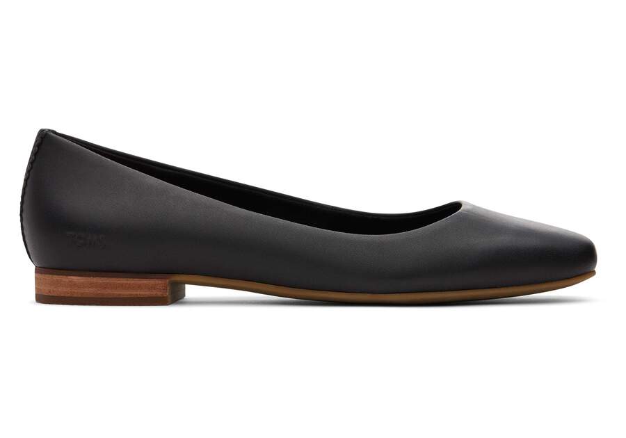 Briella Black Leather Flat Side View Opens in a modal