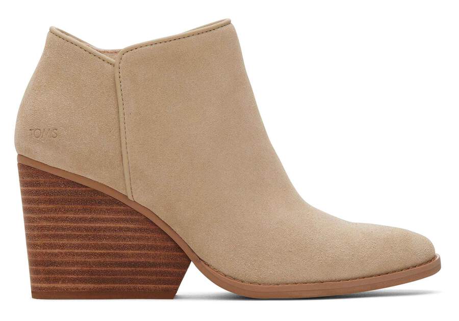 Hadley Natural Suede Heeled Boot Side View Opens in a modal