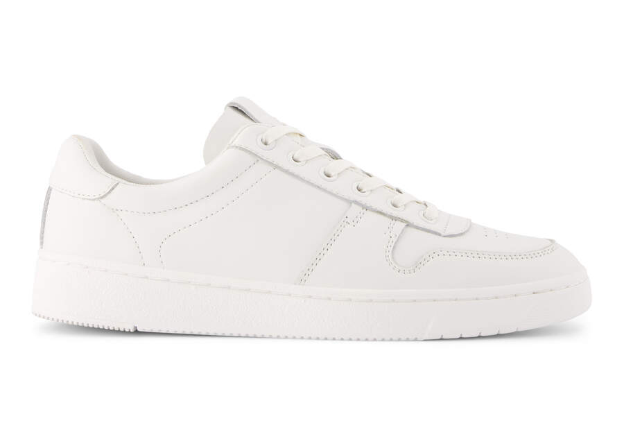 TRVL LITE Court White Leather Sneaker Side View Opens in a modal