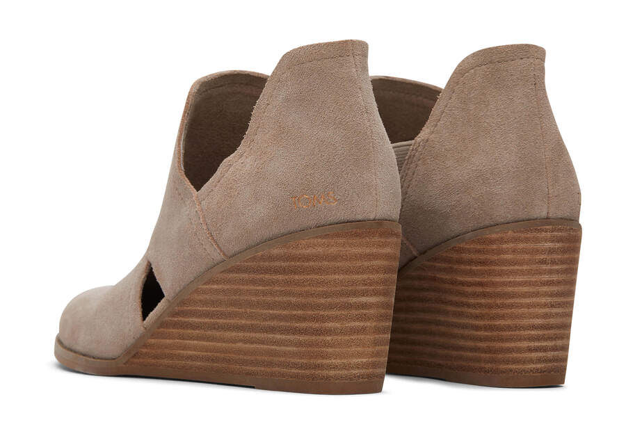 Kallie Taupe Suede Cutout Wedge Boot Back View