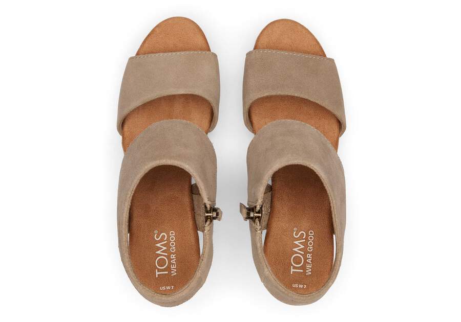 Majorca Taupe Platform Cork Sandal Top View Opens in a modal
