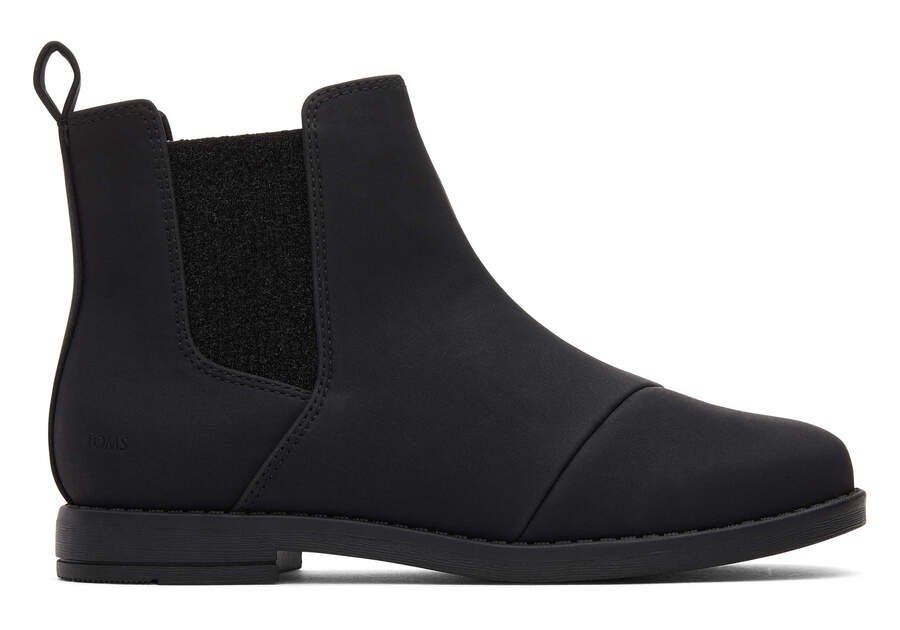 Youth's Black Nubuck PU Charlie Boots | TOMS