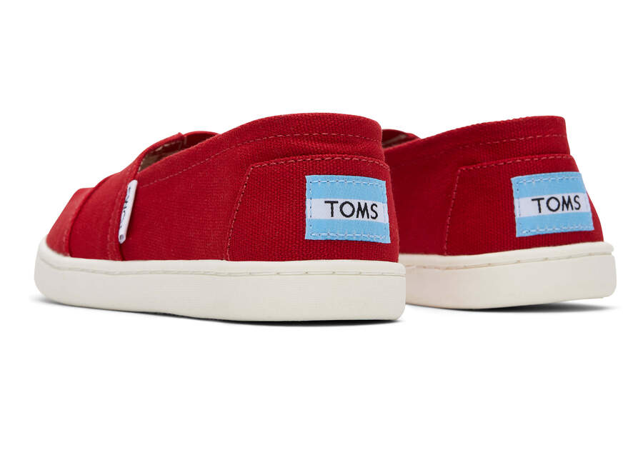 Youth Alpargata Red Canvas Kids Shoe Back View Opens in a modal