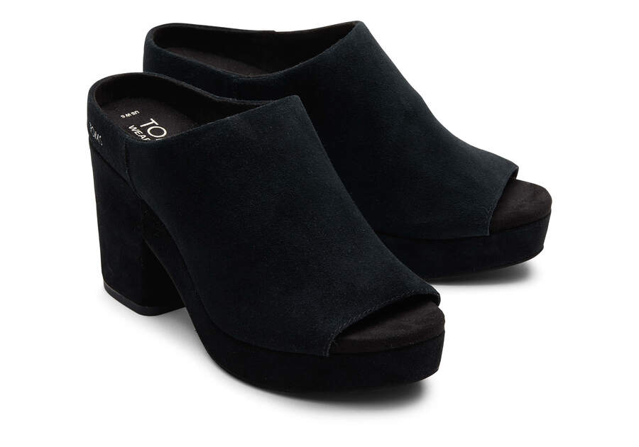 Florence Black Suede Heel Front View Opens in a modal