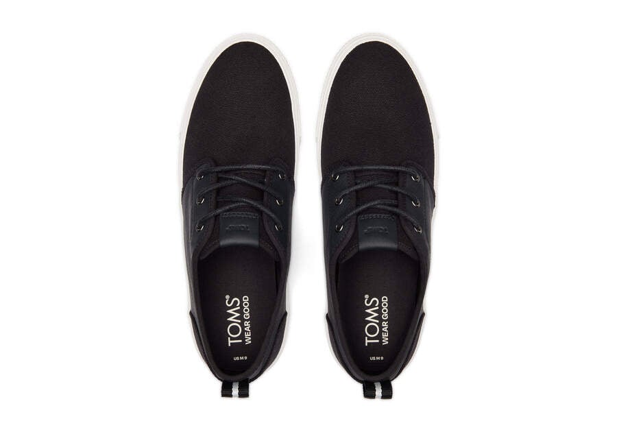 Carlo Terrain Black Leather Water Resistant Sneaker Top View