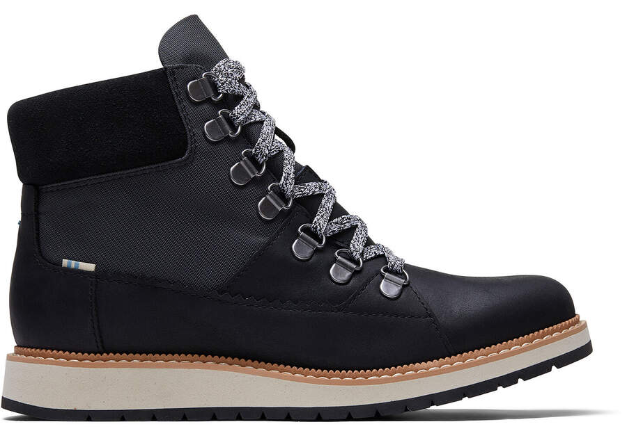 toewijding donderdag Stoffelijk overschot Waterproof Black Leather and Nylon Women's Mesa Boots | TOMS