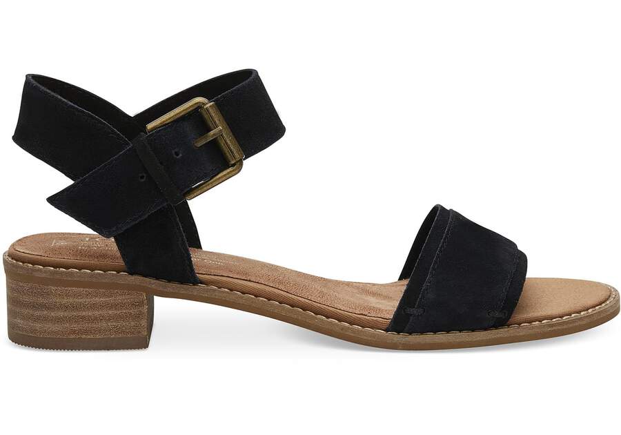 Black Suede Women's Camilia Sandals Side View Opens in a modal