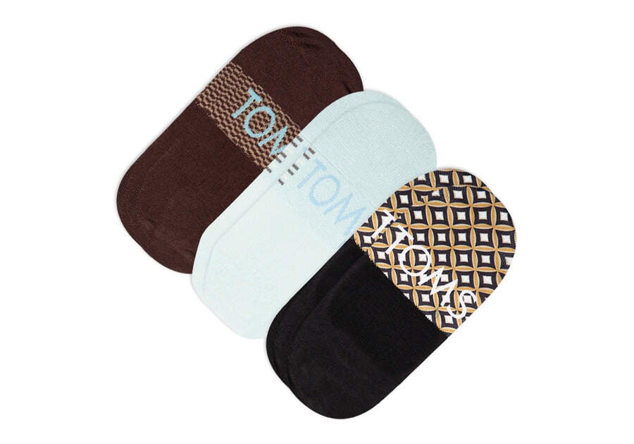 Classic No Show Socks Geo Woven Rug 3 Pack Bottom Sole View Opens in a modal