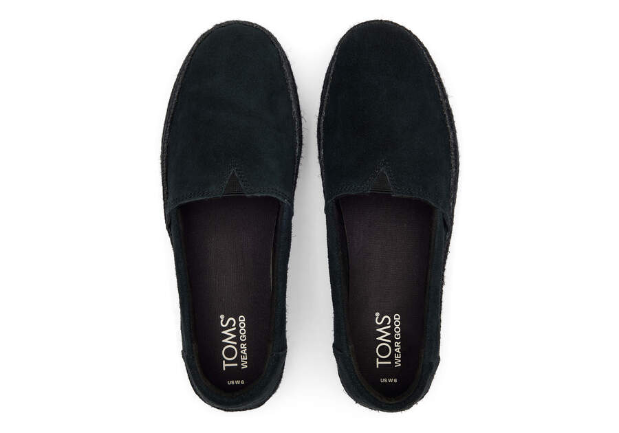 Valencia Black Suede Platform Espadrille  Top View Opens in a modal