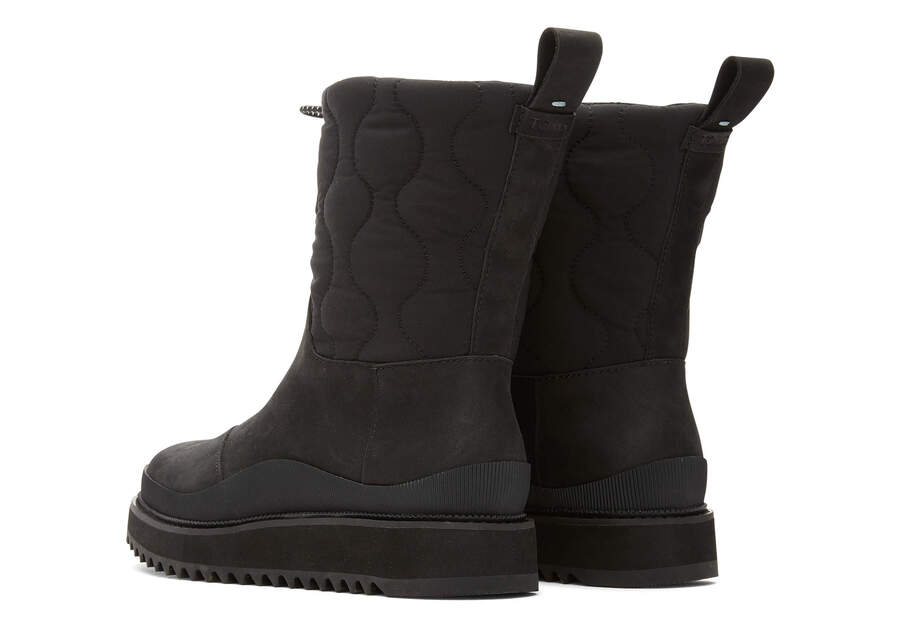 Makenna Black Water Resistant Leather Boot Back View Opens in a modal