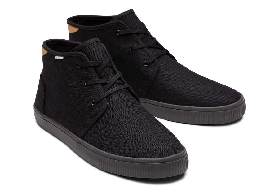 Carlo Mid All Black Heritage Canvas Lace-Up Sneaker Front View Opens in a modal