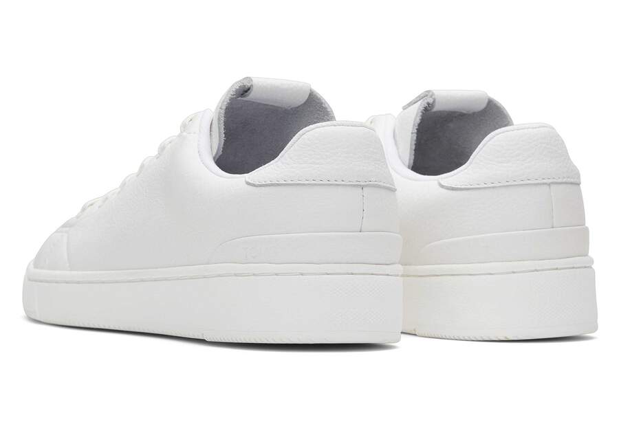 TRVL LITE White Leather Lace-Up Sneaker Back View Opens in a modal