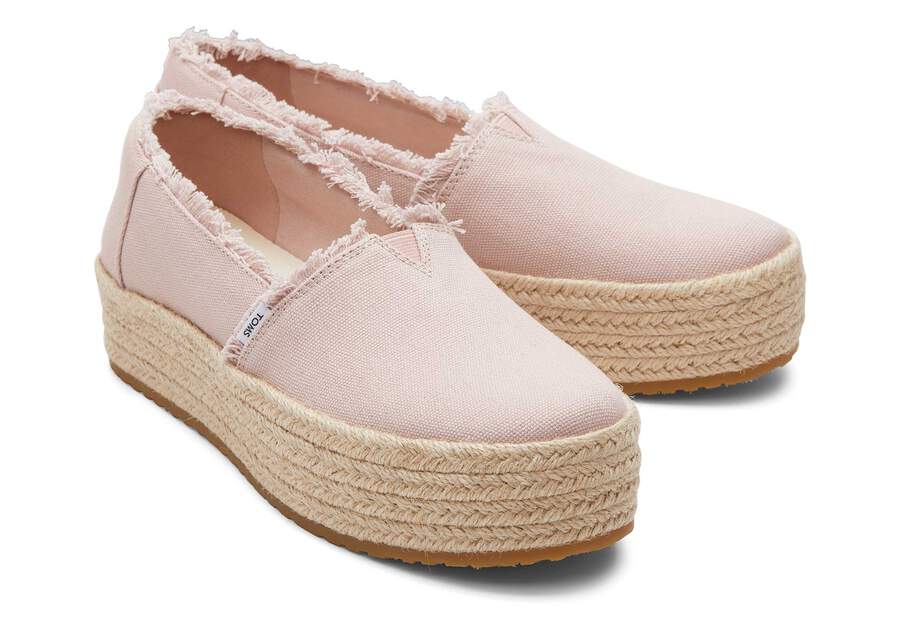 Valencia Pink Canvas Platform Espadrille Front View Opens in a modal