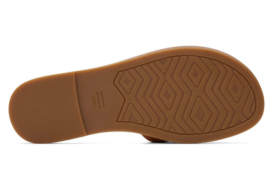 Shea Tan Leather Slide Sandal Bottom Sole View Opens in a modal