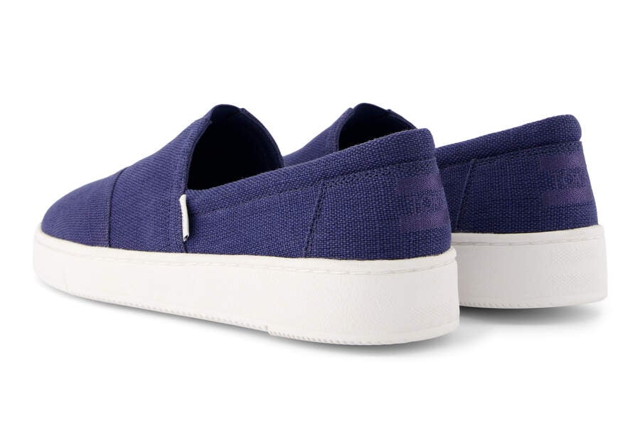 TRVL LITE Alpargata Blue Slip On Sneaker Back View Opens in a modal