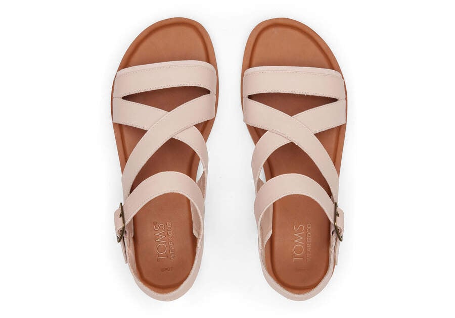 Sloane Pink Leather Strappy Sandal Top View Opens in a modal