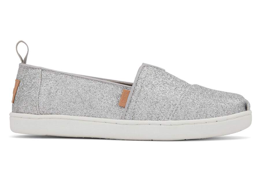 Youth Alpargata Silver Glimmer Kids Shoe Side View Opens in a modal