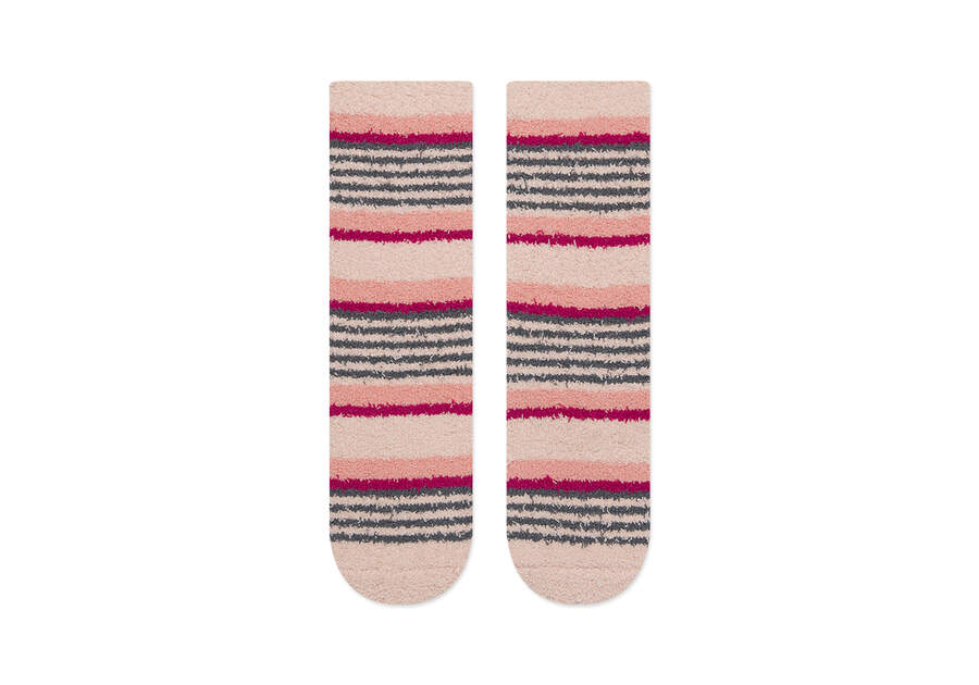 Cozy Cushioned Crew Socks Pink Additional View 1