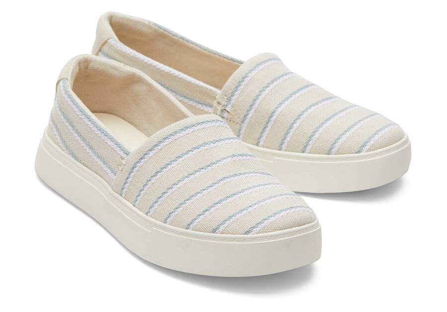 Kameron Cream Stripes Slip On Sneaker Front View Opens in a modal