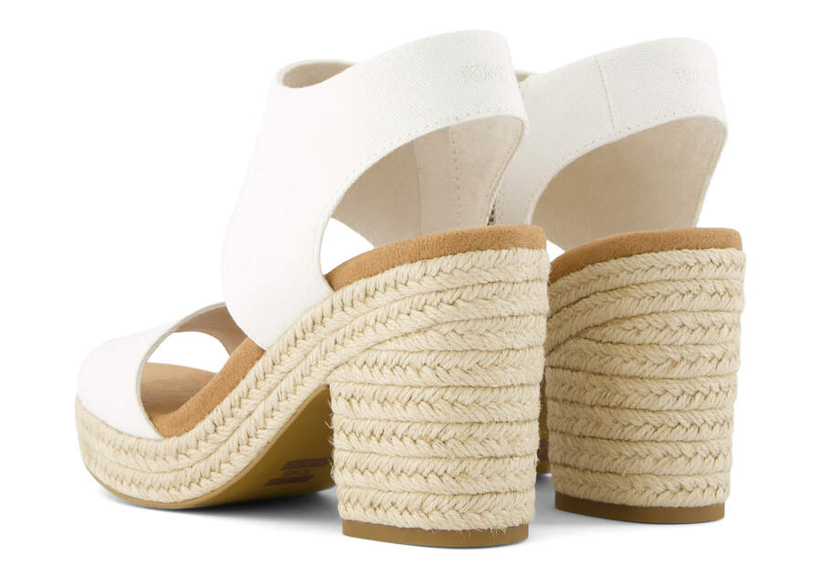 Majorca Rope White Canvas Platform Sandal Back View Opens in a modal