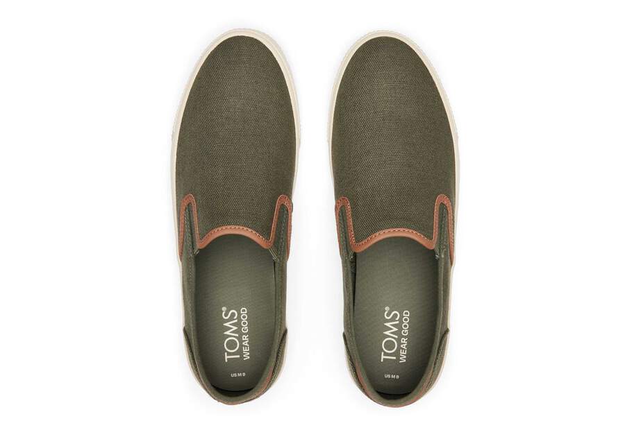 Baja Olive Synthetic Trim Slip On Sneaker Top View Opens in a modal