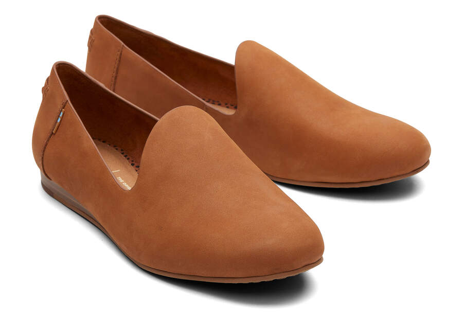 Darcy Tan Leather Flat Front View Opens in a modal