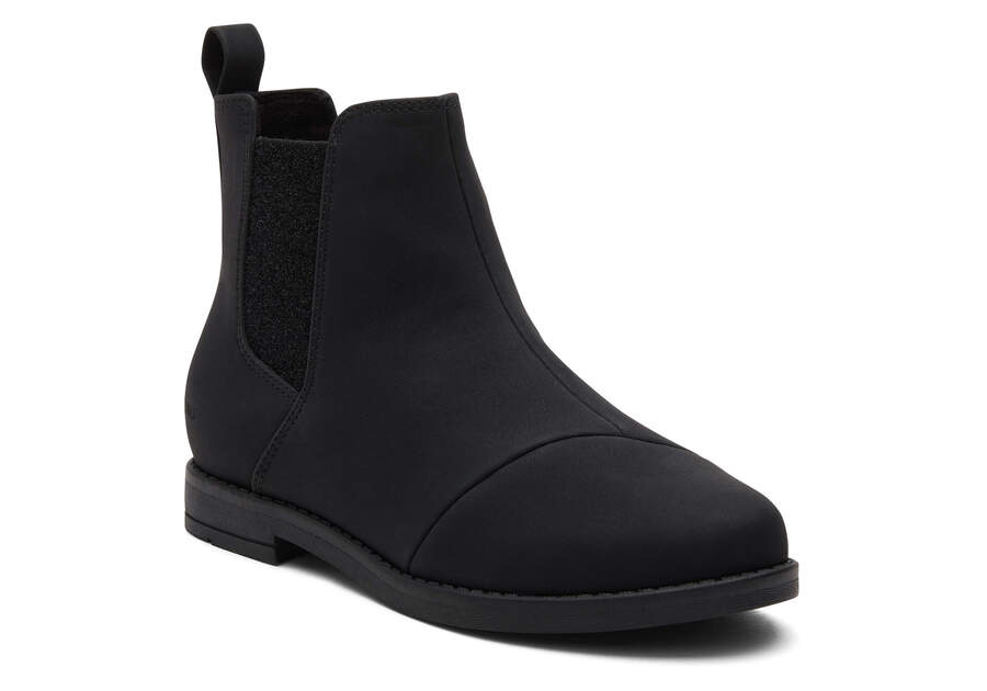 Youth's Black Nubuck PU Charlie Boots | TOMS
