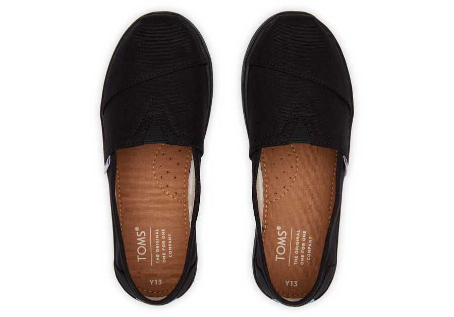 Black Canvas TOMS Youth Classics 2.0 TOMS