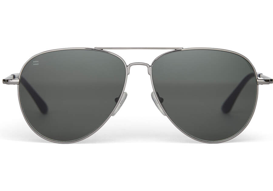 Hudson Gunmetal Handcrafted Sunglasses Front View Opens in a modal