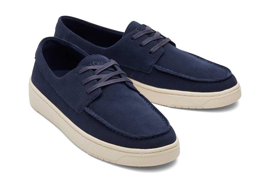 TRVL LITE London Navy Suede Loafer Front View Opens in a modal