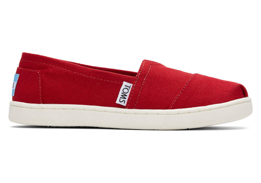 Youth Alpargata Red Canvas Kids Shoe Side View Opens in a modal