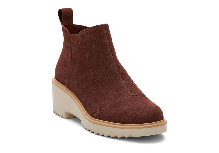 Maude Chestnut Suede Wedge Boot Additional View 1 Opens in a modal