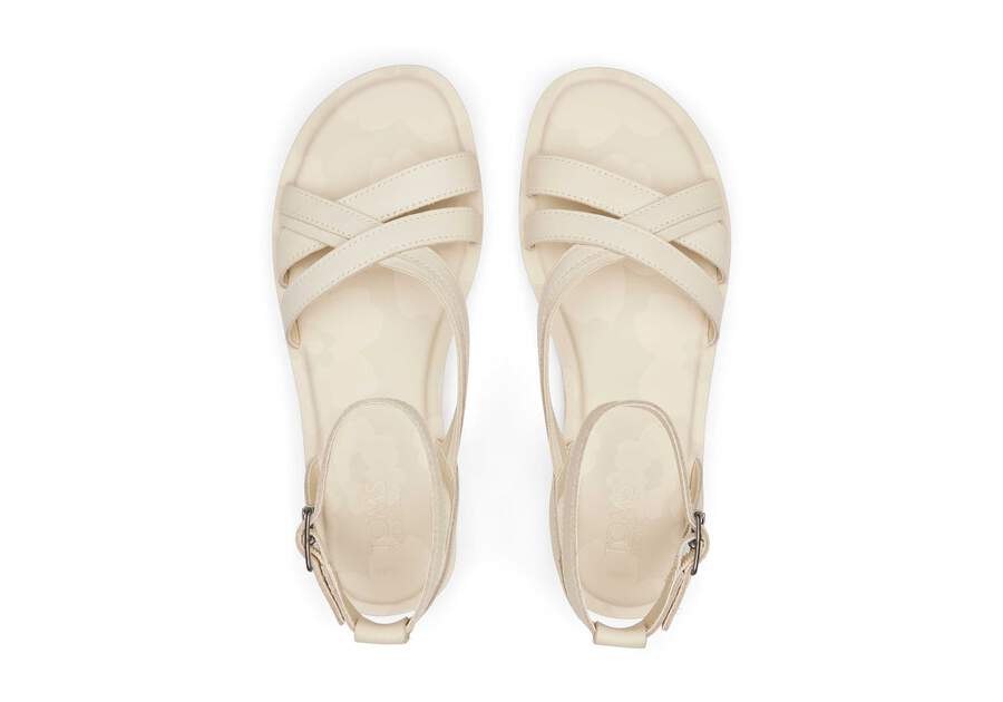 Rory Cream Leather Sandal Top View Opens in a modal