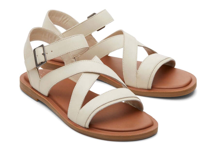 Sloane Cream Leather Strappy Sandal Front View Opens in a modal